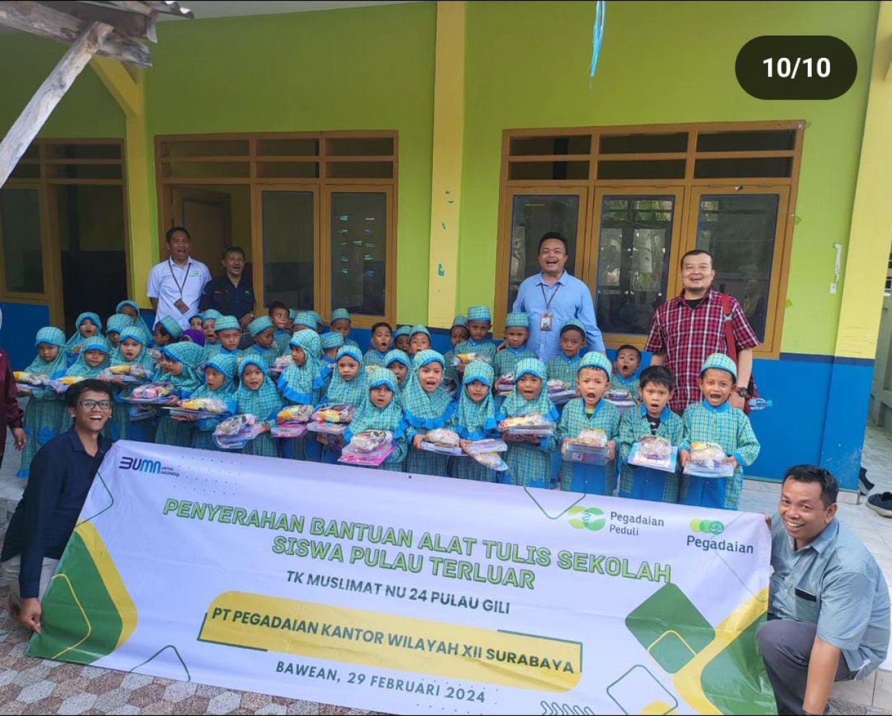 TK Muslimat NU 24 Pulau Gili Dapat Bantuan Pendidikan dari Pegadaian